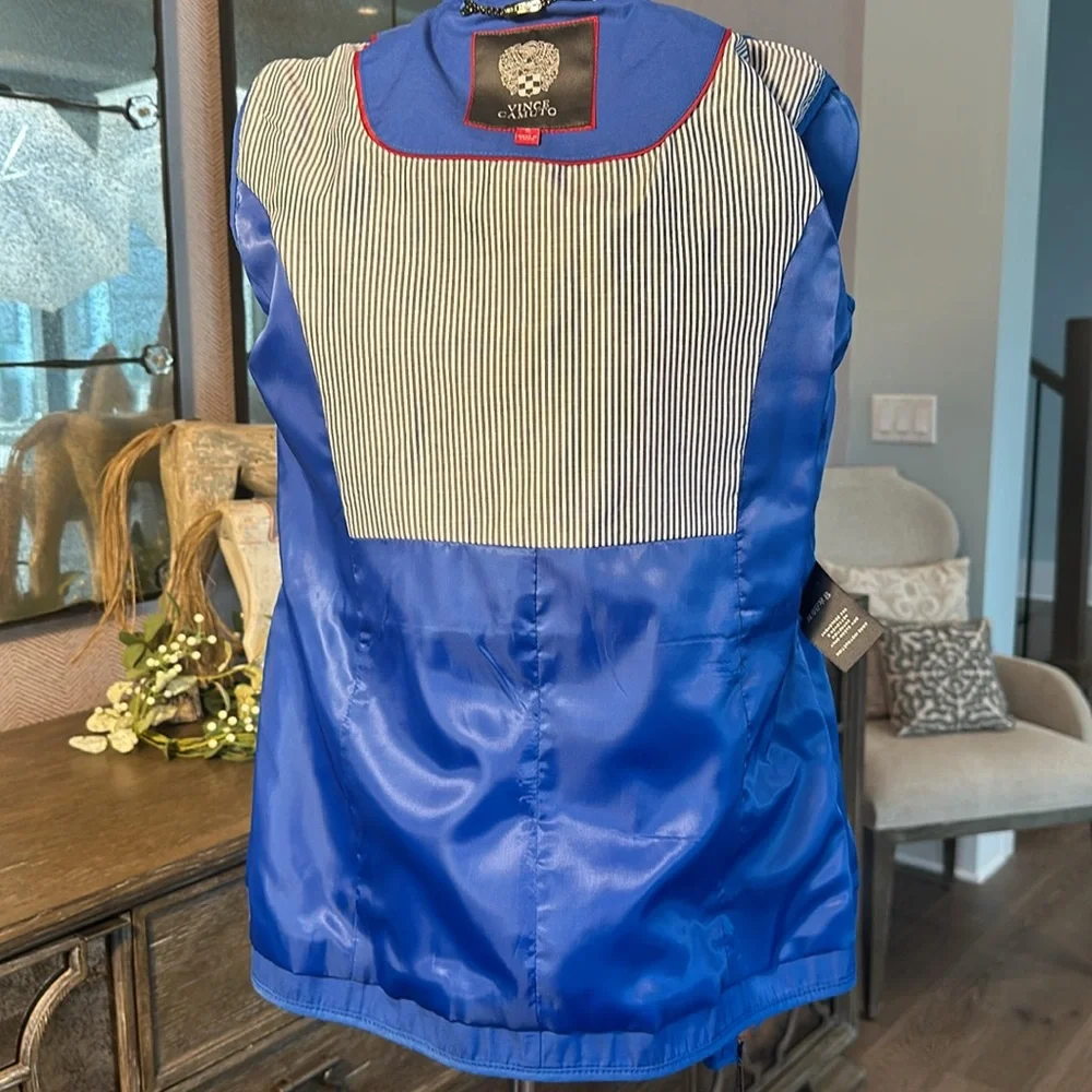 Vince Camuto waist length blue trench coat